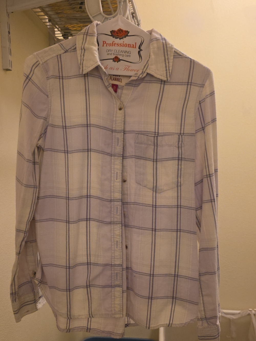 SO Women's White Button-Down Shirt with Blue Plaid